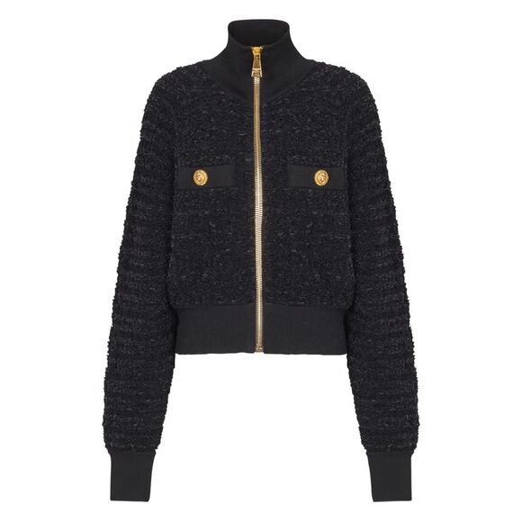 BALMAIN Jackets & Blazers - Balmain Women Tweed Bomber Jacket